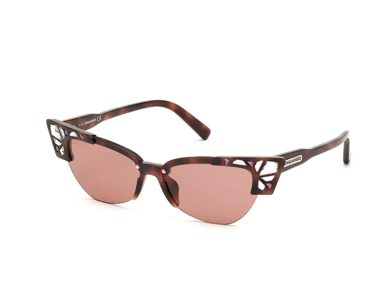 Dsquared2 DQ0341 BELLA 52S Occhiali da sole outlet Acetato Havana Rosso Cat Eye Normale - immagine 1