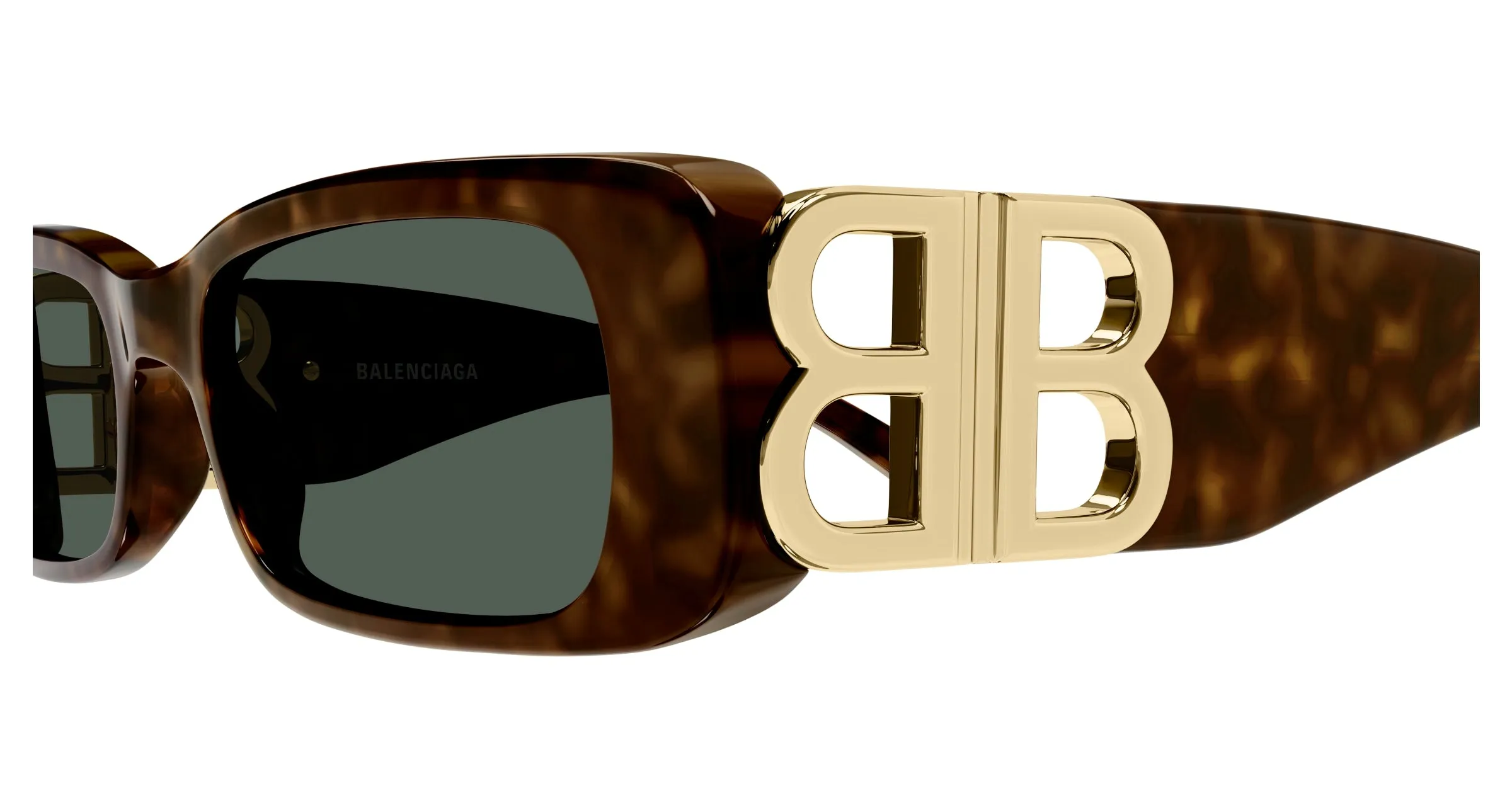 Balenciaga BB0096S 002 Occhiali da sole Acetato Havana Verde Squadrata Normale - immagine 3