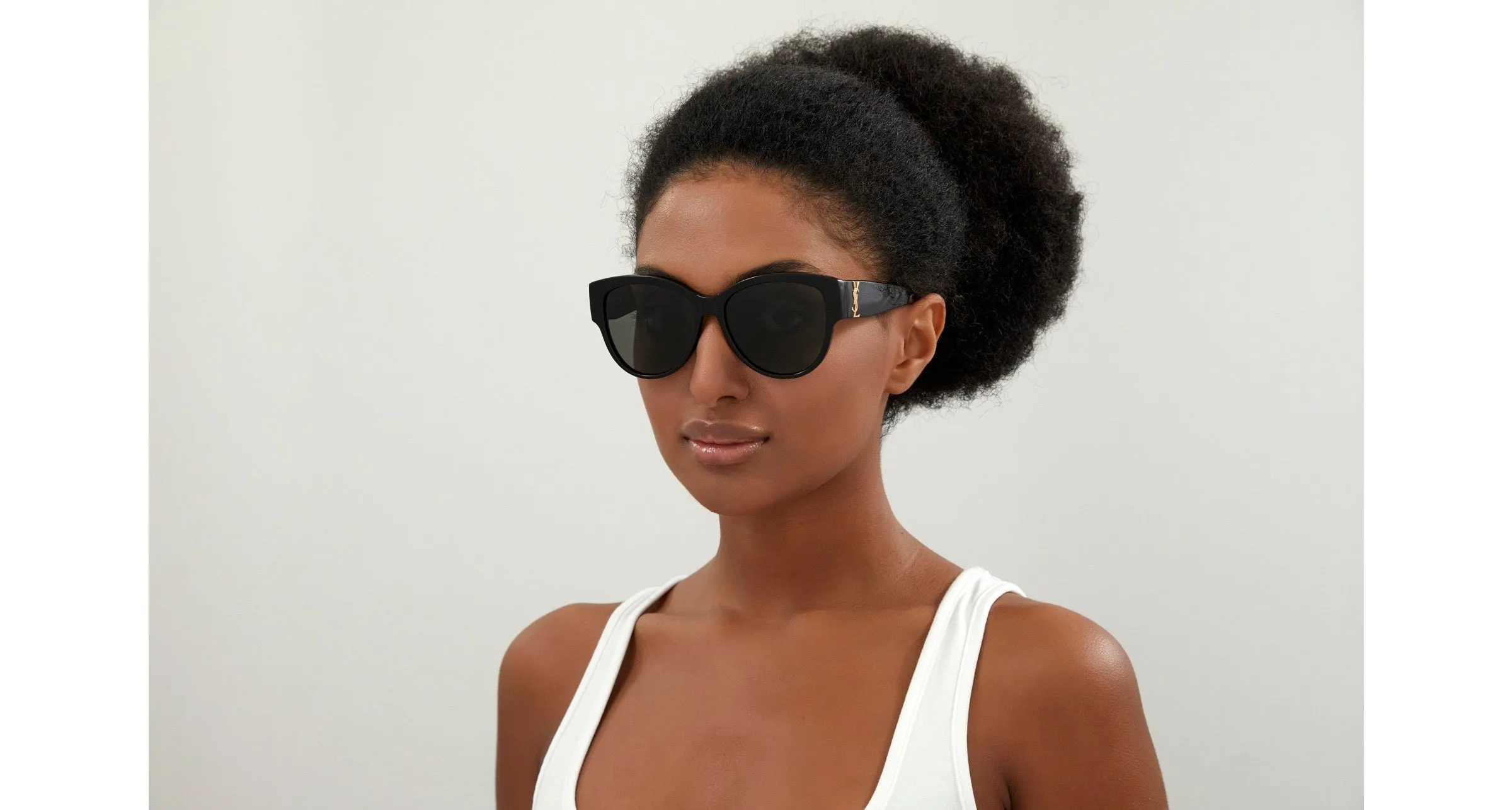 SAINT LAURENT SL M3 002 Occhiali da sole Acetato Nero Grigio Rotonda Normale - immagine 3