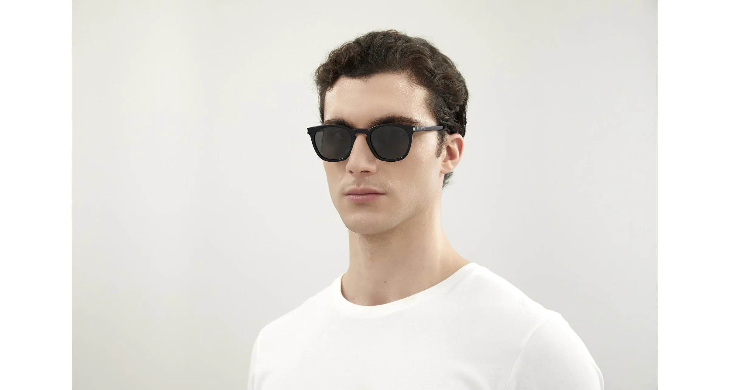 SAINT LAURENT SL 28 002 Occhiali da sole Acetato Nero Grigio Squadrata - immagine 2