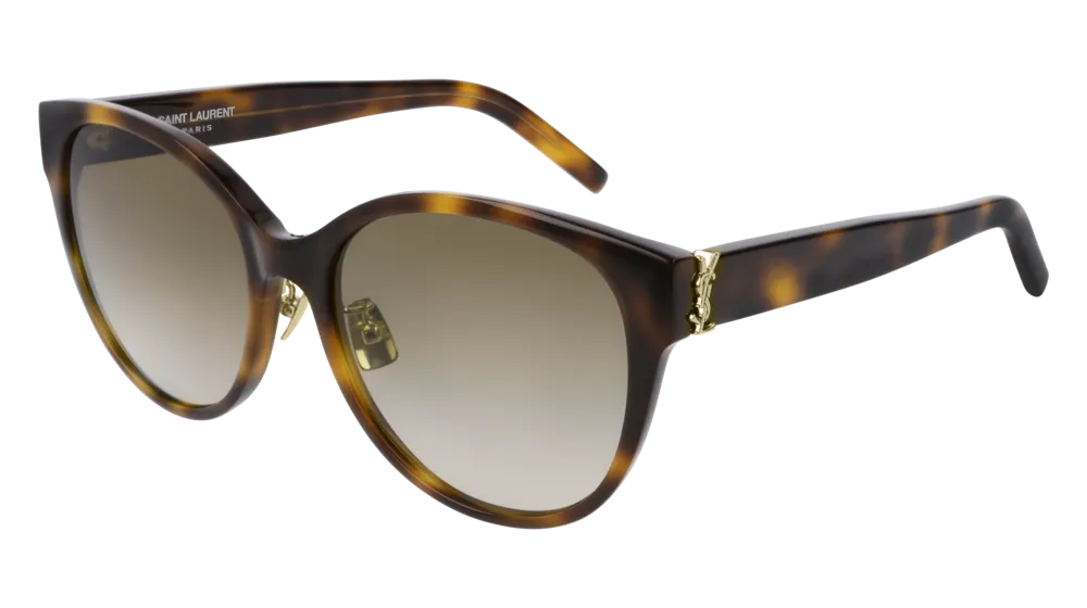 SAINT LAURENT SL M39/K 004 Occhiali da sole Acetato Havana Marrone Rotonda Sfumato - immagine 1