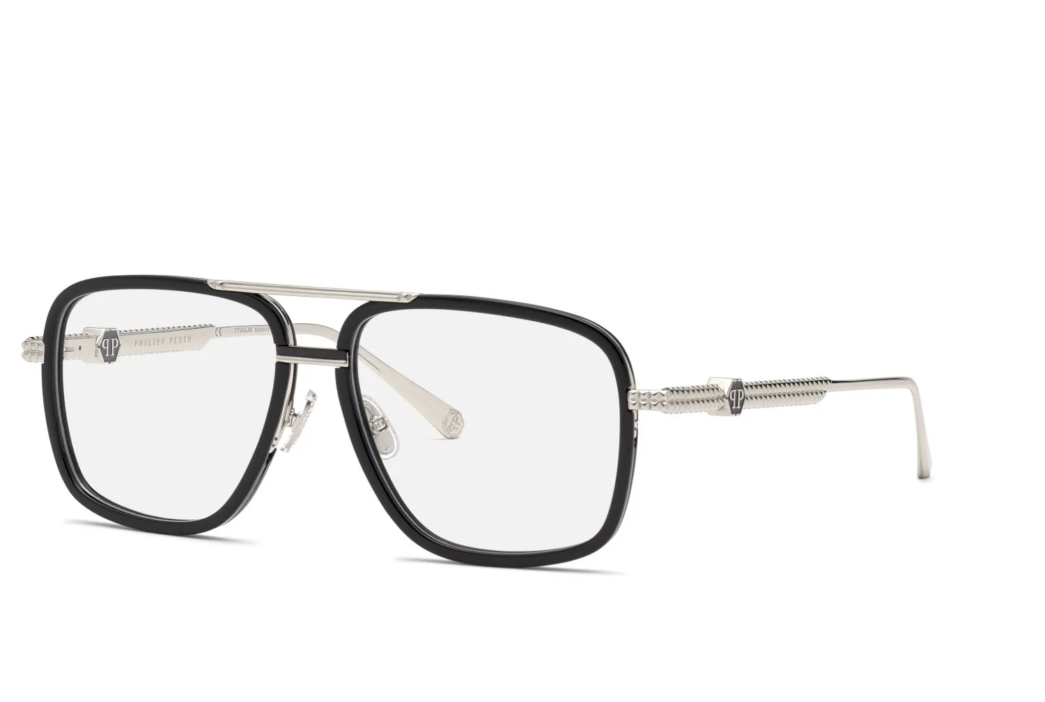 Philipp Plein VPP063M PLEIN ROCK SUPERHERO 0K07 Montature da vista Metallo Palladio Squadrata - immagine 1