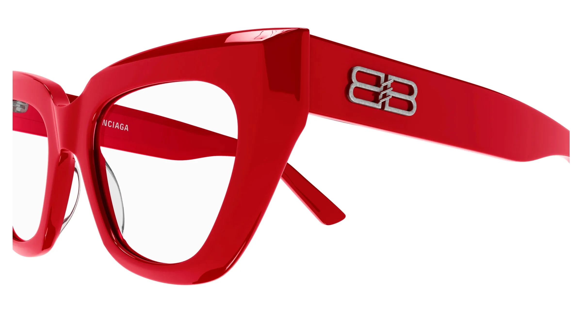 Balenciaga BB0238O 003 Montature da vista Acetato Rosso Cat Eye - immagine 3