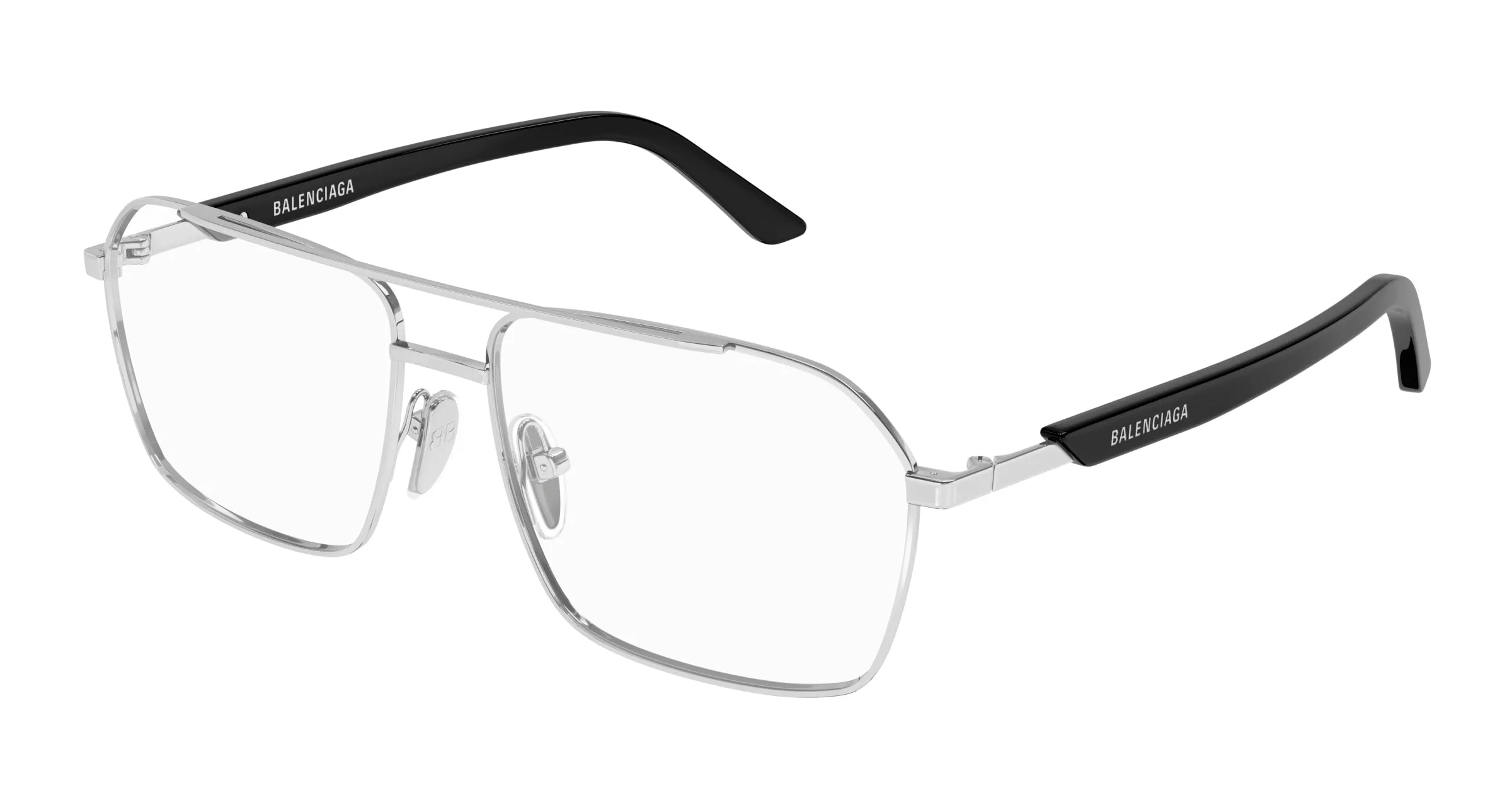 Balenciaga BB0248O 001 Montature da vista Metallo Argento Squadrata - immagine 1