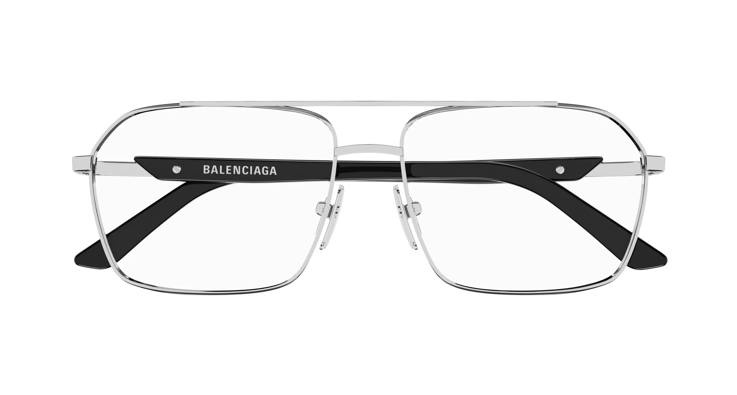 Balenciaga BB0248O 001 Montature da vista Metallo Argento Squadrata - immagine 2