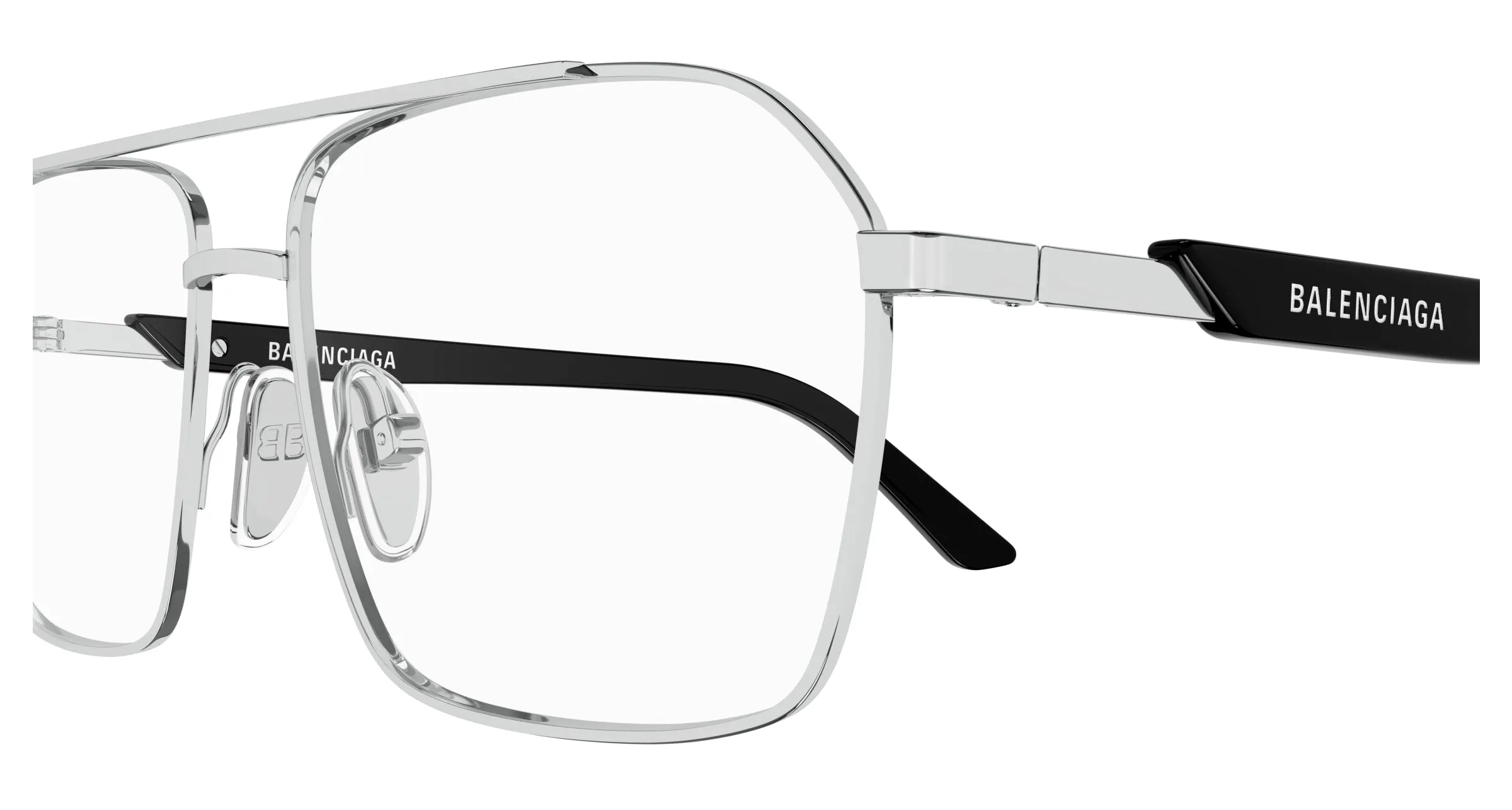 Balenciaga BB0248O 001 Montature da vista Metallo Argento Squadrata - immagine 3