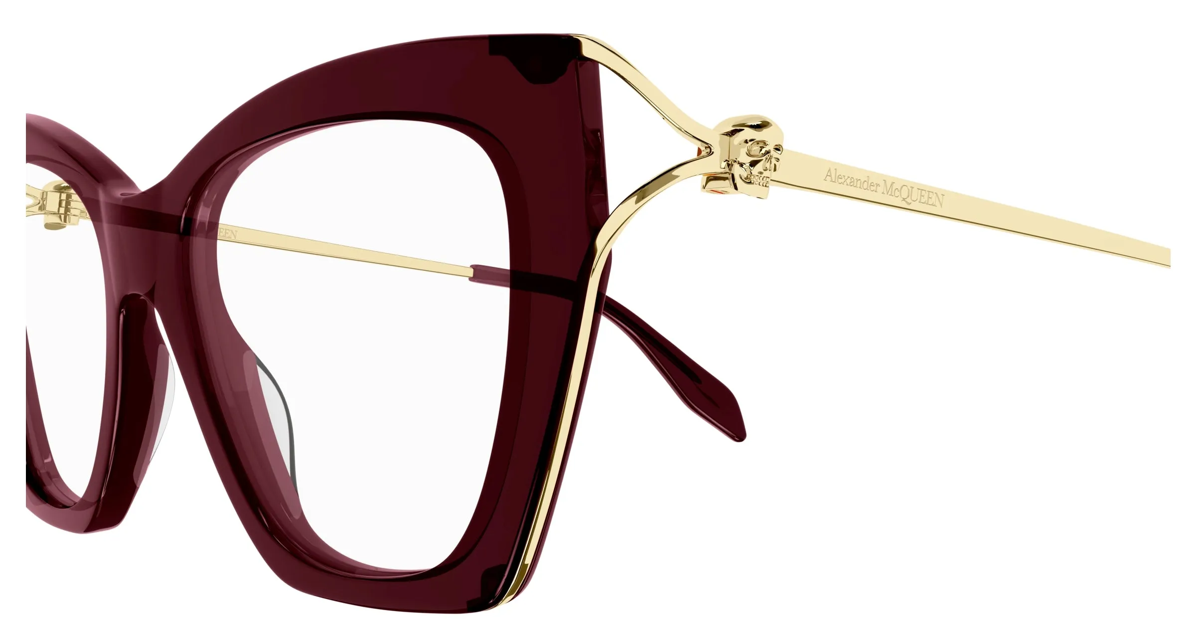 Alexander McQueen AM0376O 003 Montature da vista Acetato Rosso Cat Eye - immagine 4
