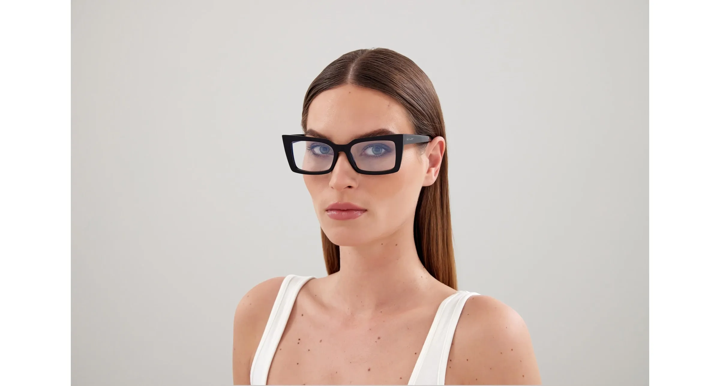 SAINT LAURENT SL 554 001 Montature da vista Acetato Nero Trasparente Cat Eye ["Antiriflesso"] - immagine 4