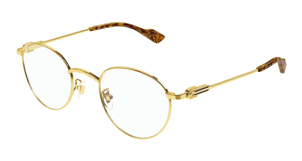 Gucci Uomo GG1222O 003 Montature da vista Metallo Oro Rotonda - immagine 1