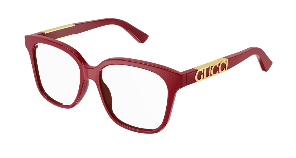 Gucci Donna GG1192O 006 Montature da vista Acetato Rosso Squadrata - immagine 1