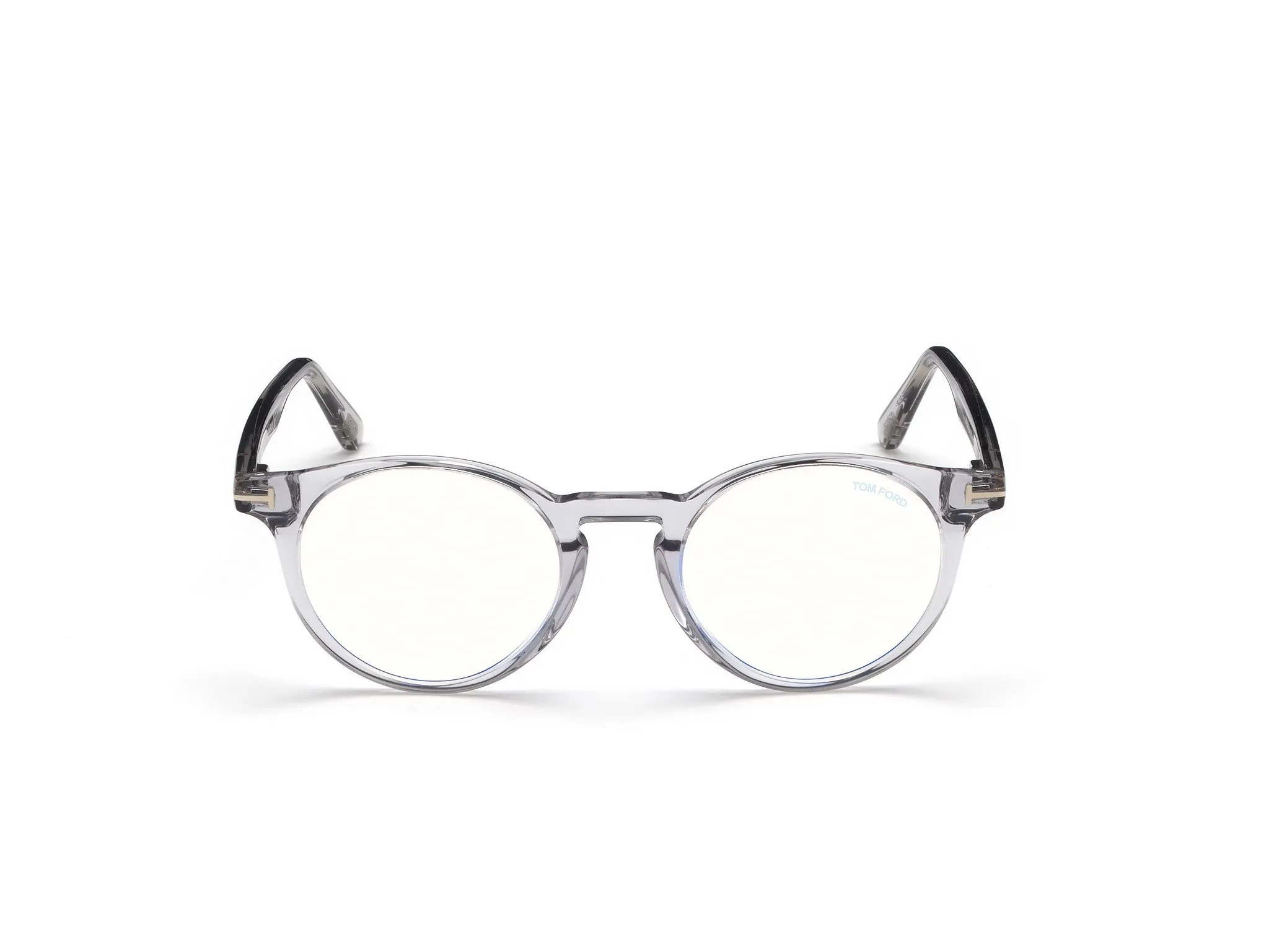 TOM FORD FT5557-B 20 Montature da vista Acetato Grigio Rotonda Anti-luce blu - immagine 2