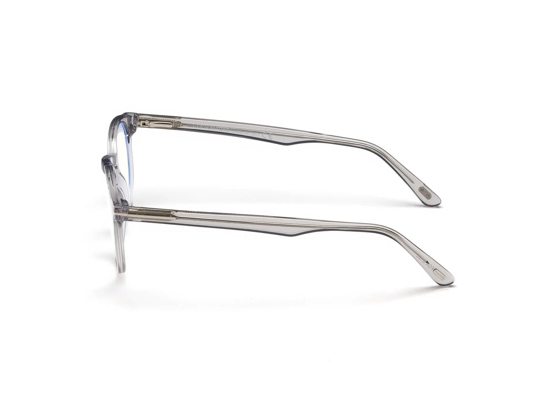 TOM FORD FT5557-B 20 Montature da vista Acetato Grigio Rotonda Anti-luce blu - immagine 3