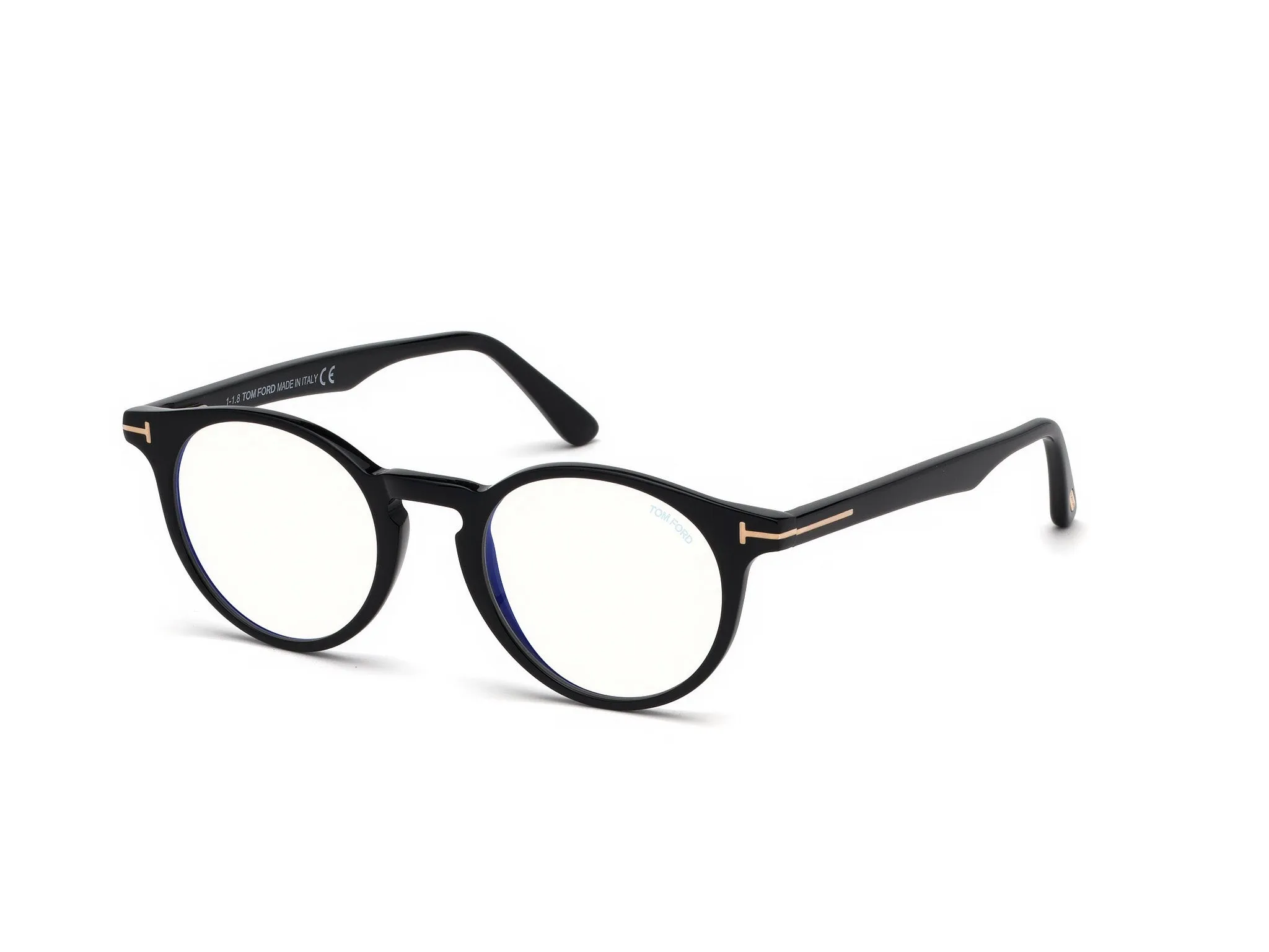 TOM FORD FT5557-B 1 Montature da vista Acetato Nero Rotonda Anti-luce blu - immagine 1