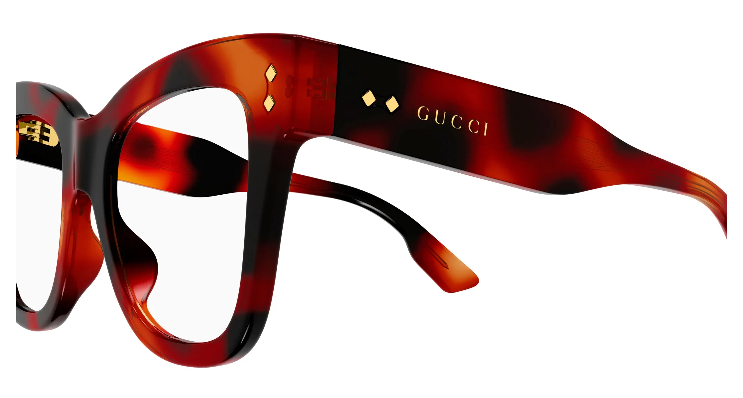 Gucci GG1082O 002 Montature da vista Acetato Havana Cat Eye - immagine 3