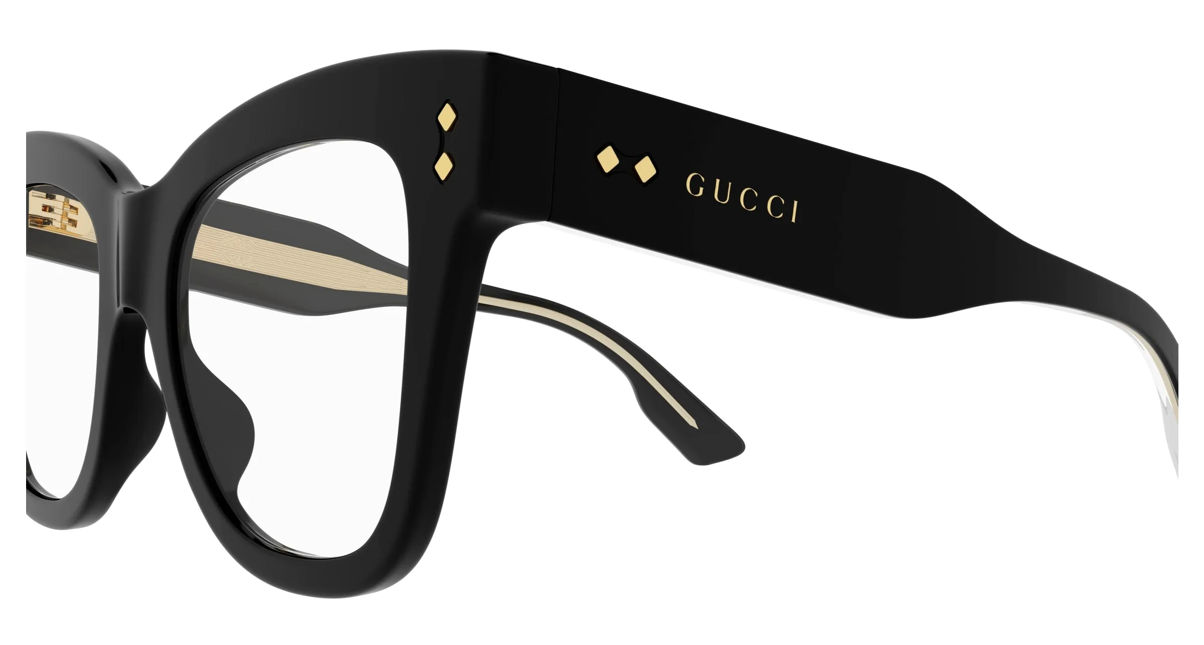 Gucci GG1082O 001 Montature da vista Acetato Nero Cat Eye - immagine 3