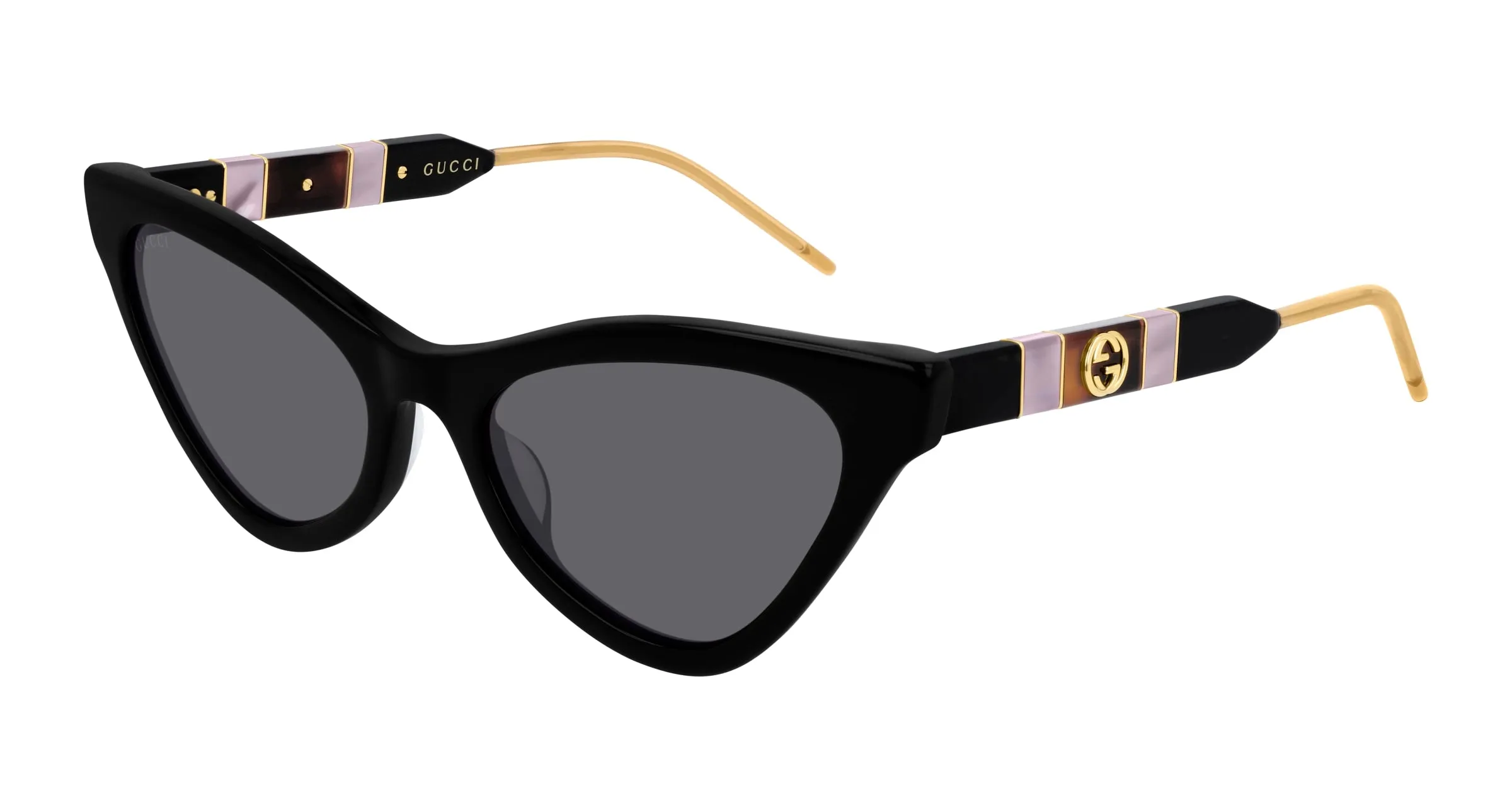 Gucci GG0597S 001 Occhiali da sole Acetato Nero Grigio Cat Eye Normale - immagine 1