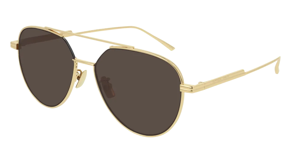 Bottega Veneta Unisex BV1013SK 003 Occhiali da sole Metallo Oro Marrone Pilot - immagine 1