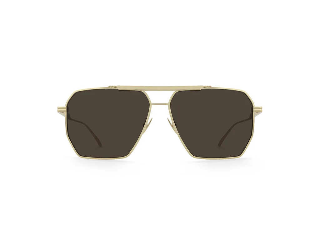 Bottega Veneta BV1012S 003 Occhiali da sole Metallo Oro Marrone Pilot Normale - immagine 2