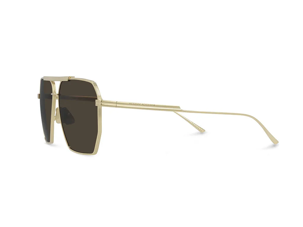 Bottega Veneta BV1012S 003 Occhiali da sole Metallo Oro Marrone Pilot Normale - immagine 4