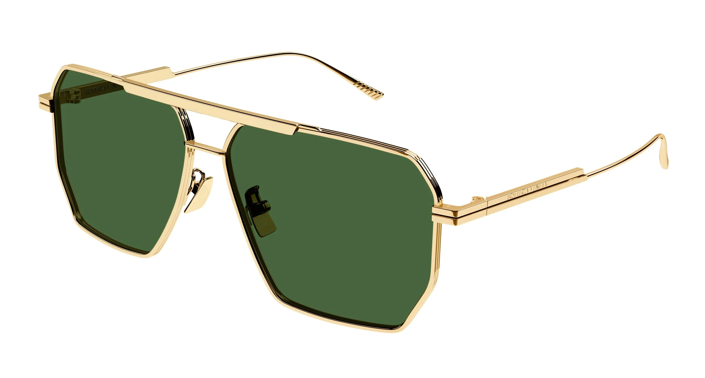 Bottega Veneta BV1012S 004 Occhiali da sole Metallo Oro Verde Pilot Normale - immagine 1