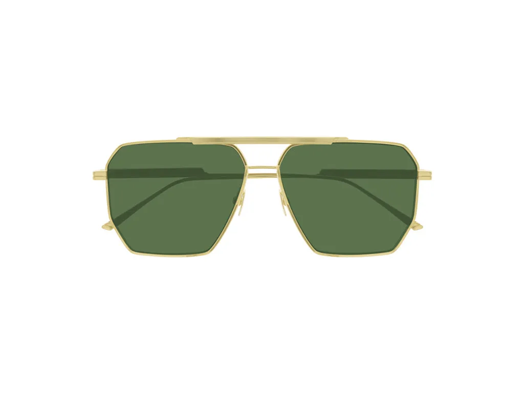 Bottega Veneta BV1012S 004 Occhiali da sole Metallo Oro Verde Pilot Normale - immagine 2