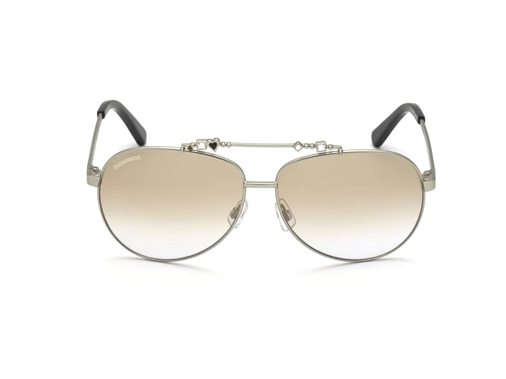 Dsquared2 DQ0356 59F Occhiali da sole outlet Metallo Beige Marrone Pilot Normale Sfumato - immagine 2