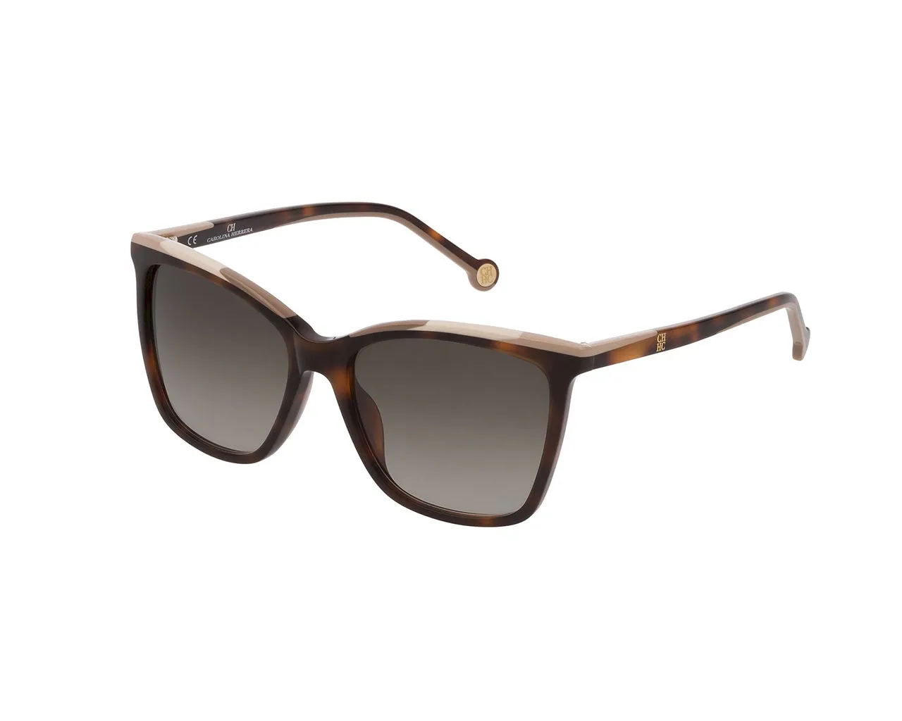 Carolina Herrera SHE826 01AY Occhiali da sole Acetato Havana Verde Squadrata Normale Sfumato - immagine 1