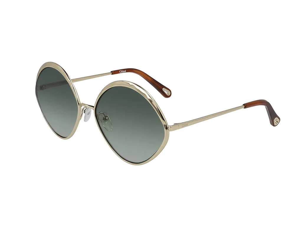 Chloé Donna CE168S 43047 733 Occhiali da sole Metallo Oro Verde Rotonda Normale Sfumato - immagine 1