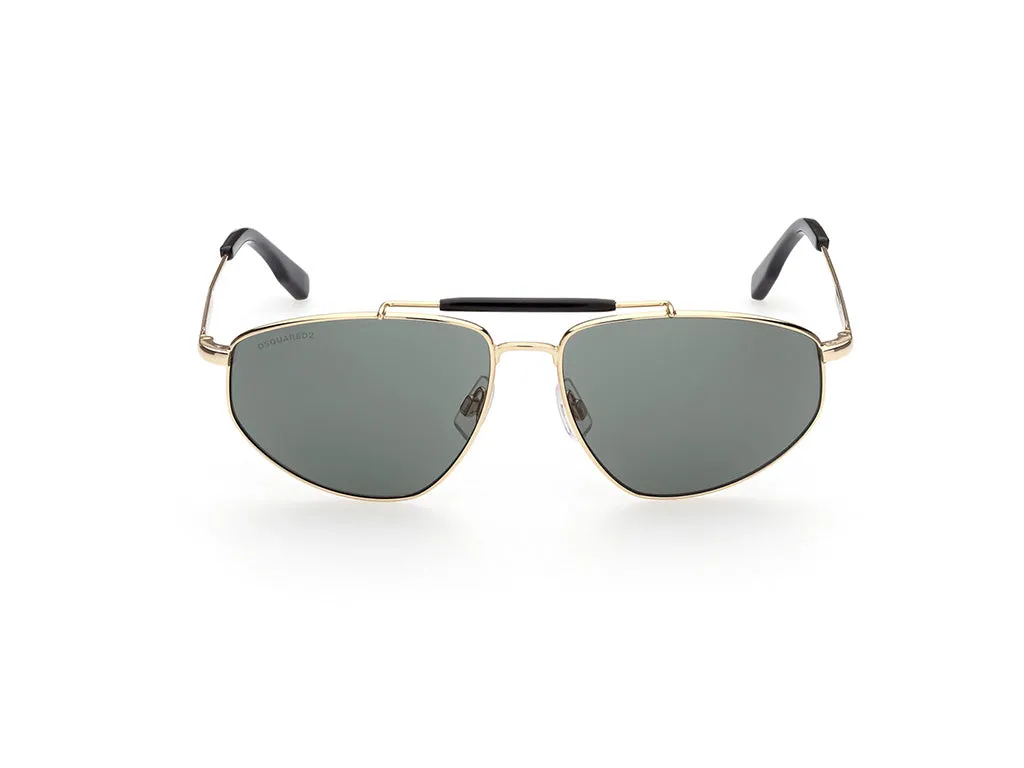 Dsquared2 DQ0354 30N Occhiali da sole outlet Metallo Oro Verde Geometrica Normale - immagine 2