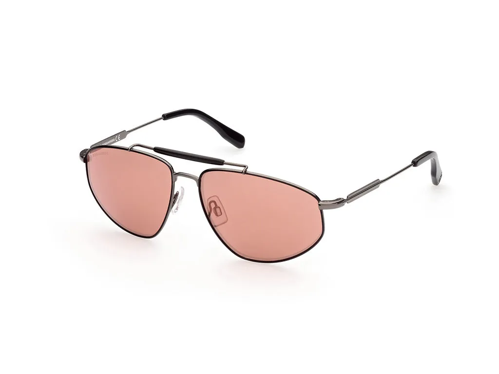 Dsquared2 DQ0354 08U Occhiali da sole outlet Metallo Grigio Rosso Geometrica Normale Specchiato - immagine 1