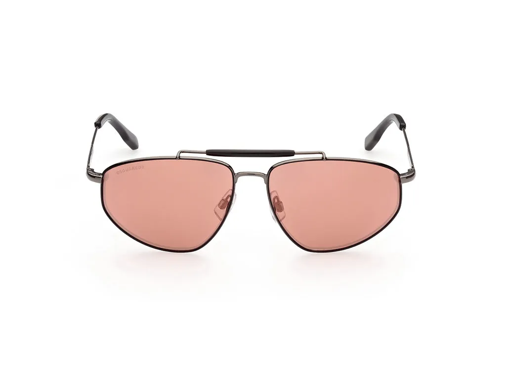 Dsquared2 DQ0354 08U Occhiali da sole outlet Metallo Grigio Rosso Geometrica Normale Specchiato - immagine 2