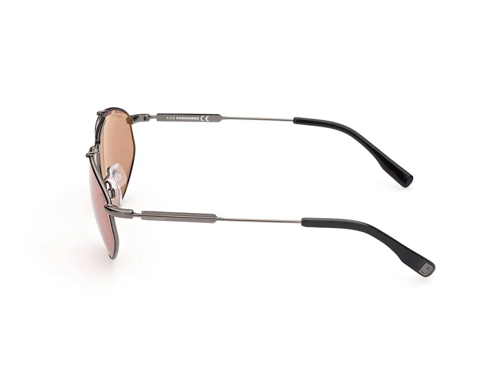 Dsquared2 DQ0354 08U Occhiali da sole outlet Metallo Grigio Rosso Geometrica Normale Specchiato - immagine 3