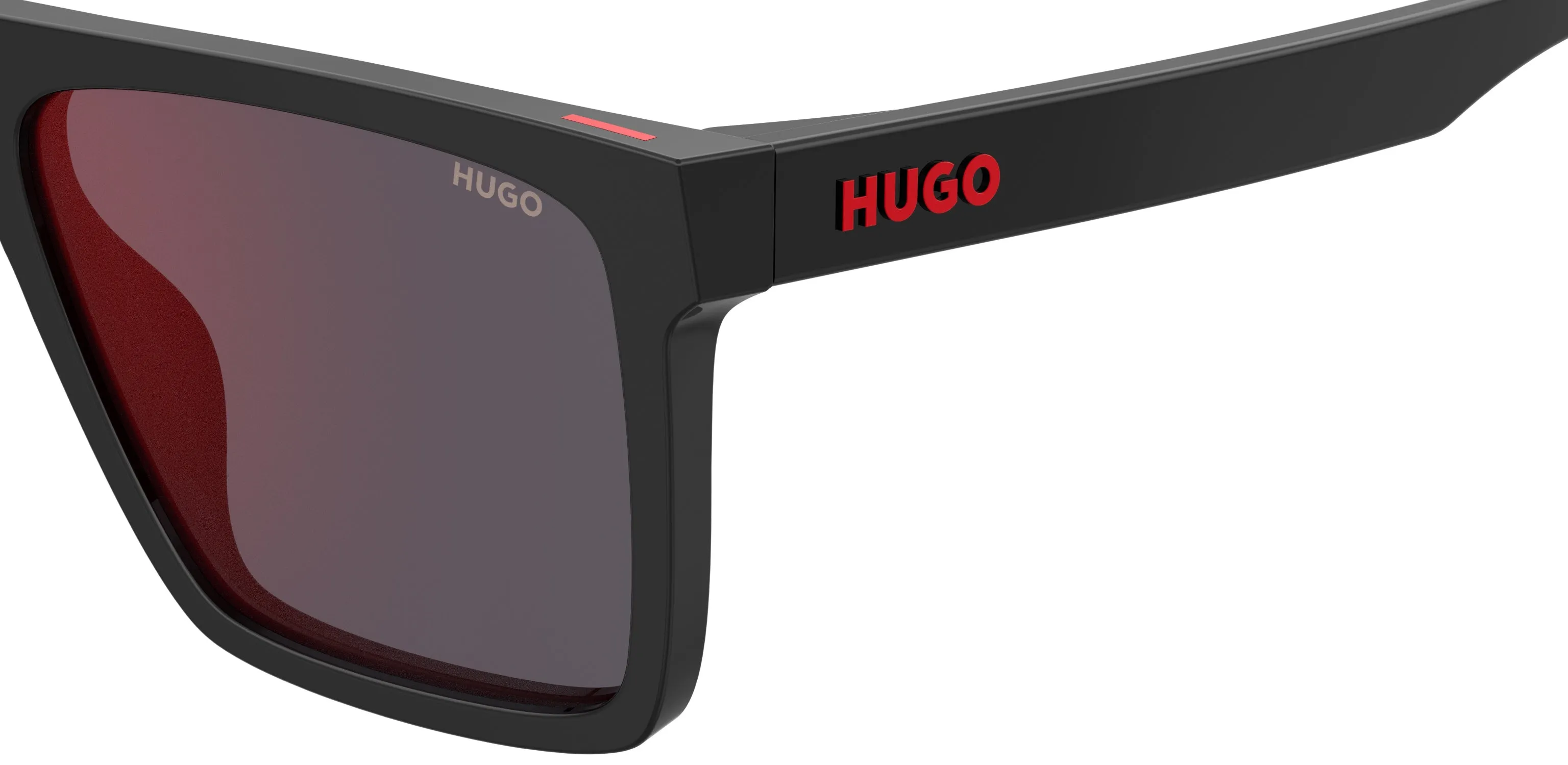 Hugo Boss HG 1069/S 807/AO Occhiali da sole Plastica Nero Rosso Squadrata Normale Specchiato - immagine 3