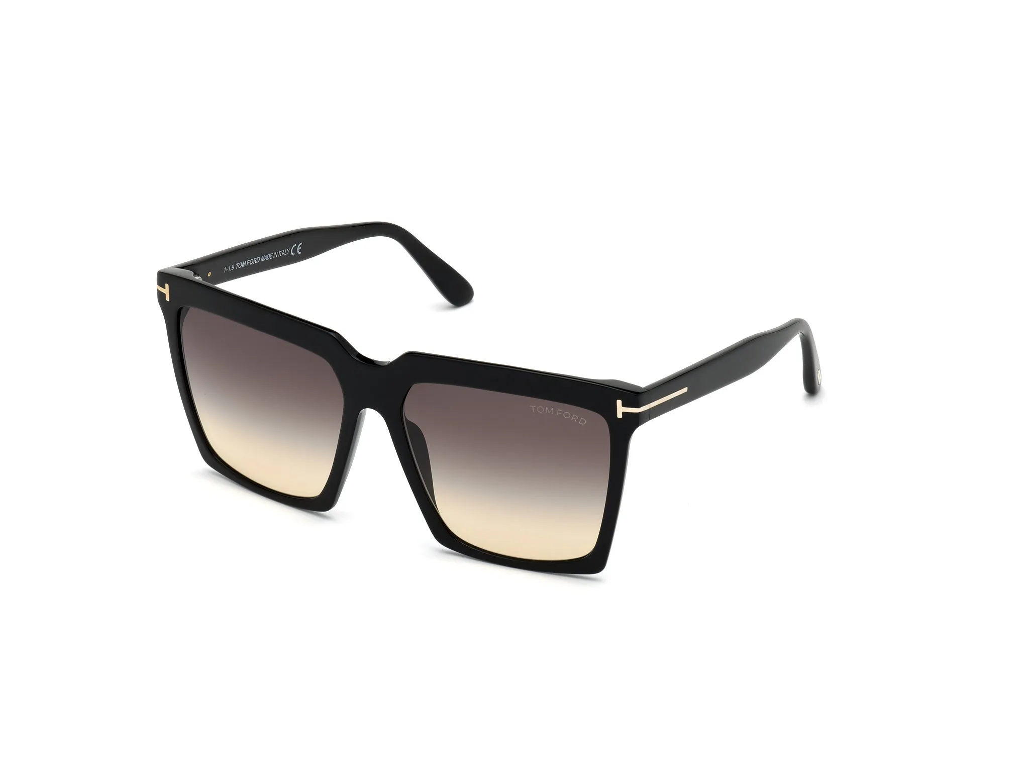 TOM FORD FT0764 SABRINA-02 01B Occhiali da sole Acetato Nero Grigio Squadrata Normale Sfumato - immagine 1