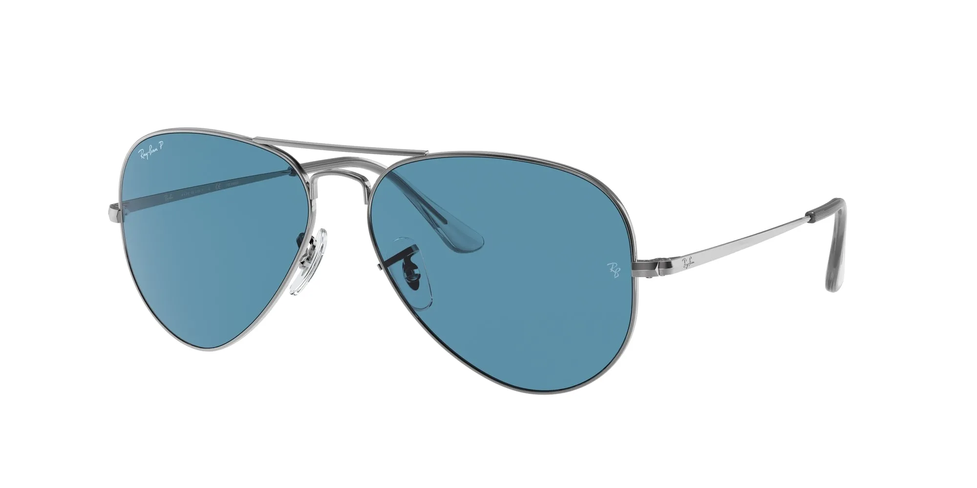 Ray - Ban RB3689 AVIATOR METAL II 004/S2 Occhiali da sole Metallo Grigio Blu Pilot Polarizzata - immagine 1