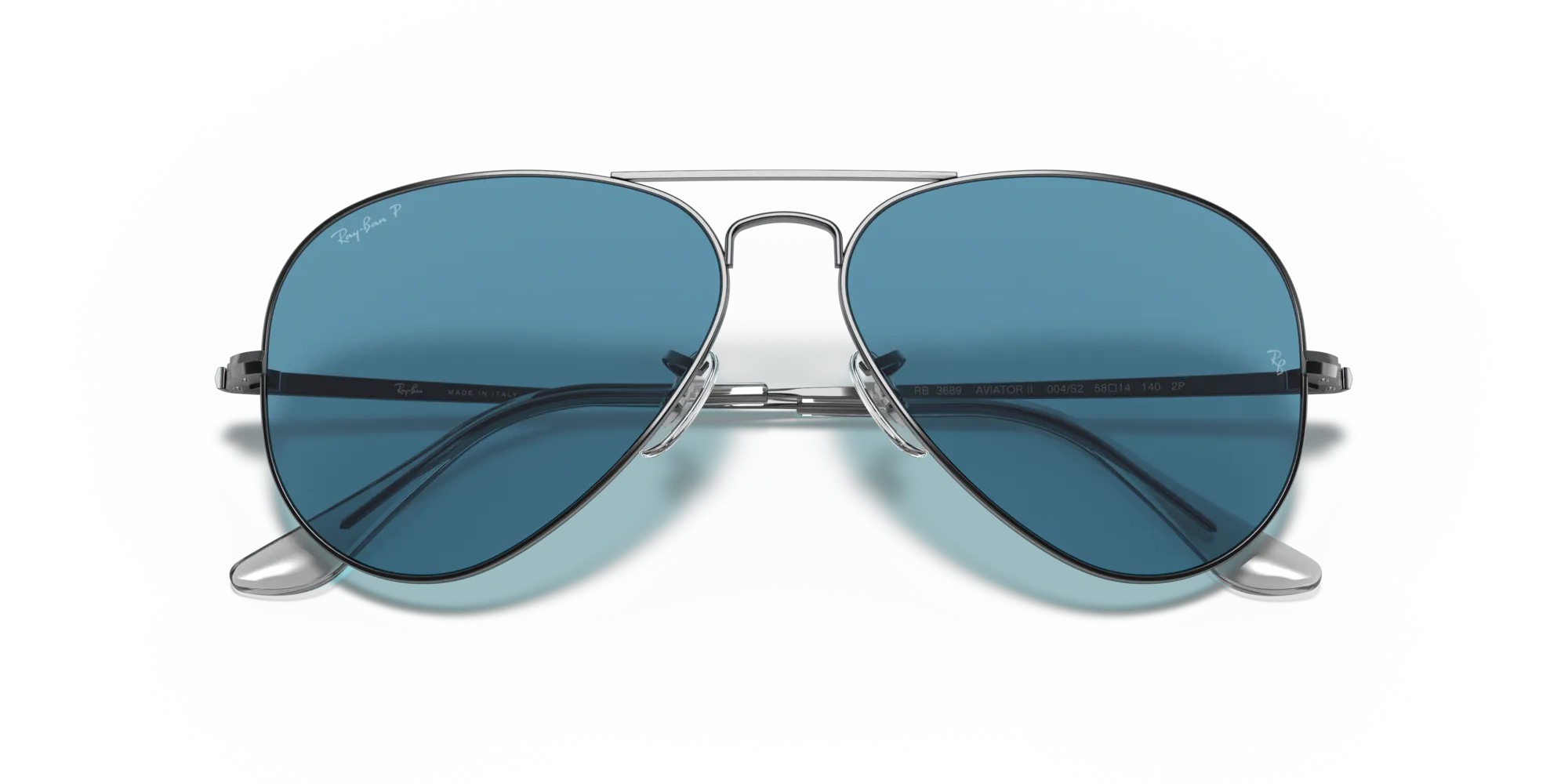 Ray - Ban RB3689 AVIATOR METAL II 004/S2 Occhiali da sole Metallo Grigio Blu Pilot Polarizzata - immagine 2