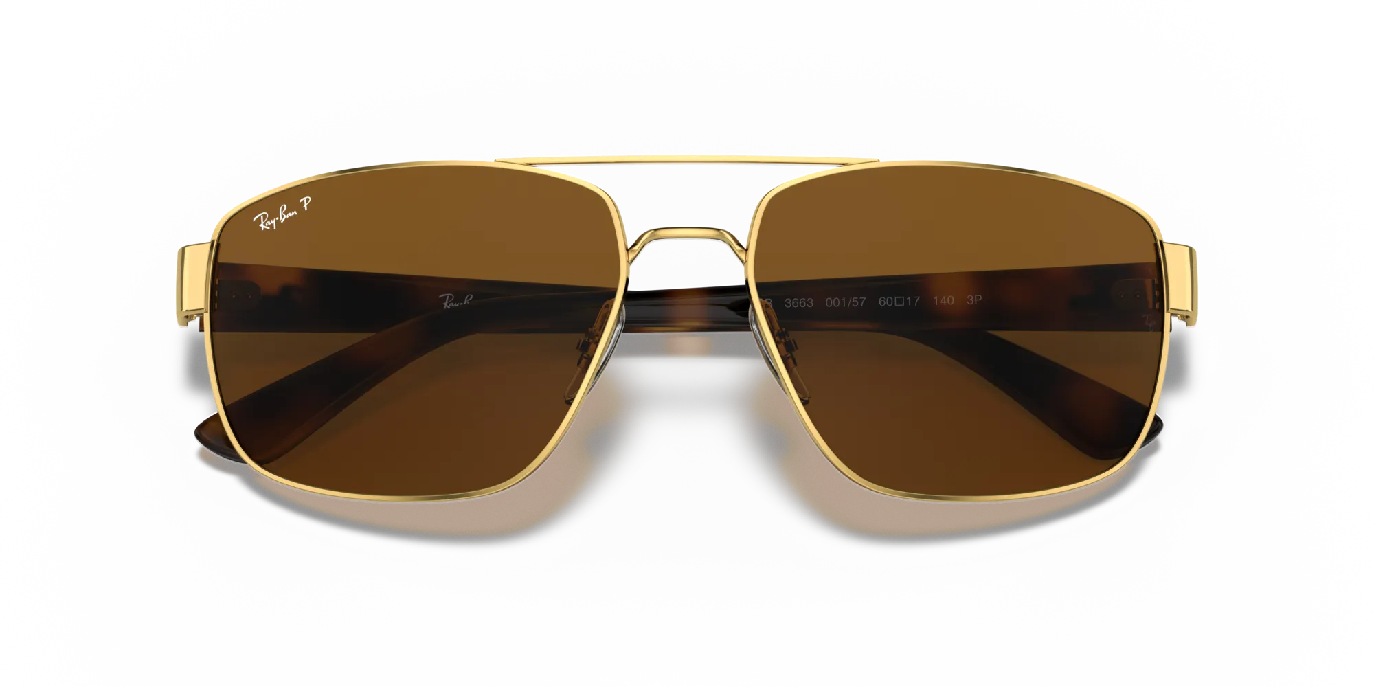 Ray - Ban RB3663 001/57 Occhiali da sole Metallo Oro Marrone Geometrica Polarizzata - immagine 2