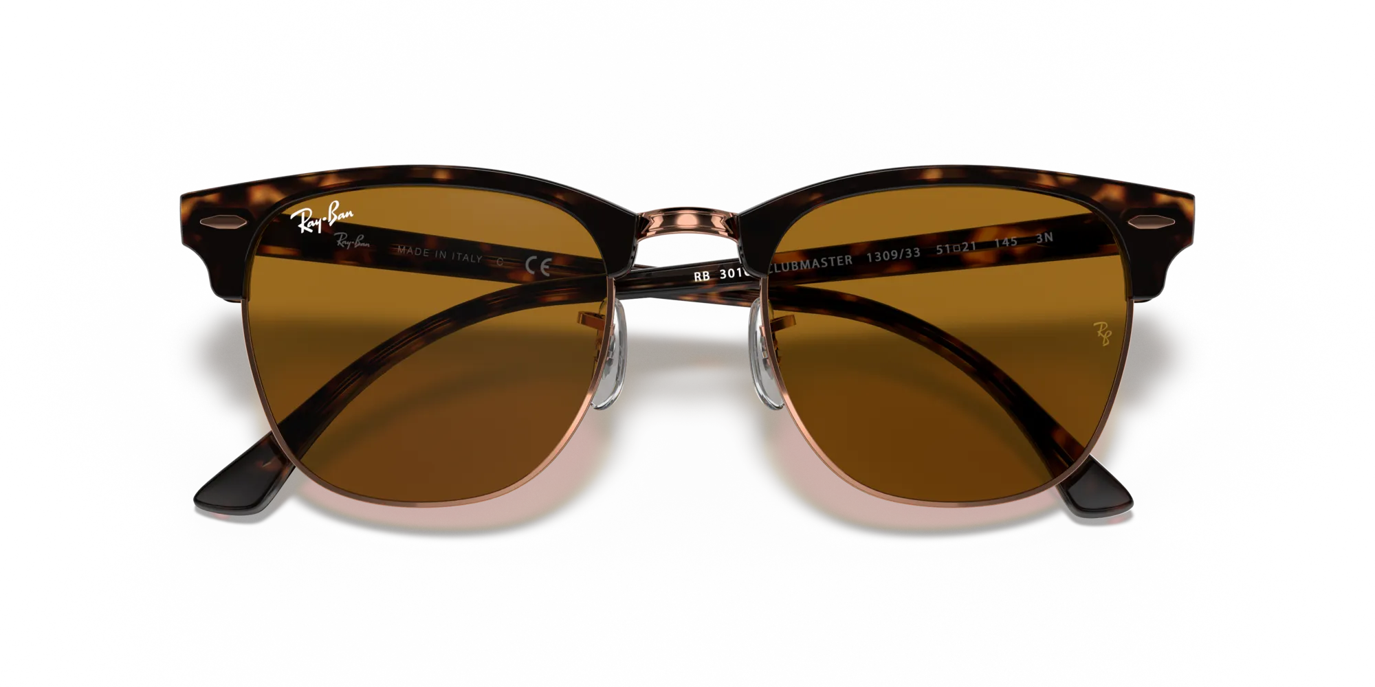 Ray - Ban RB3016 CLUBMASTER 130933 Occhiali da sole Acetato Tartaruga Marrone Squadrata Normale - immagine 2