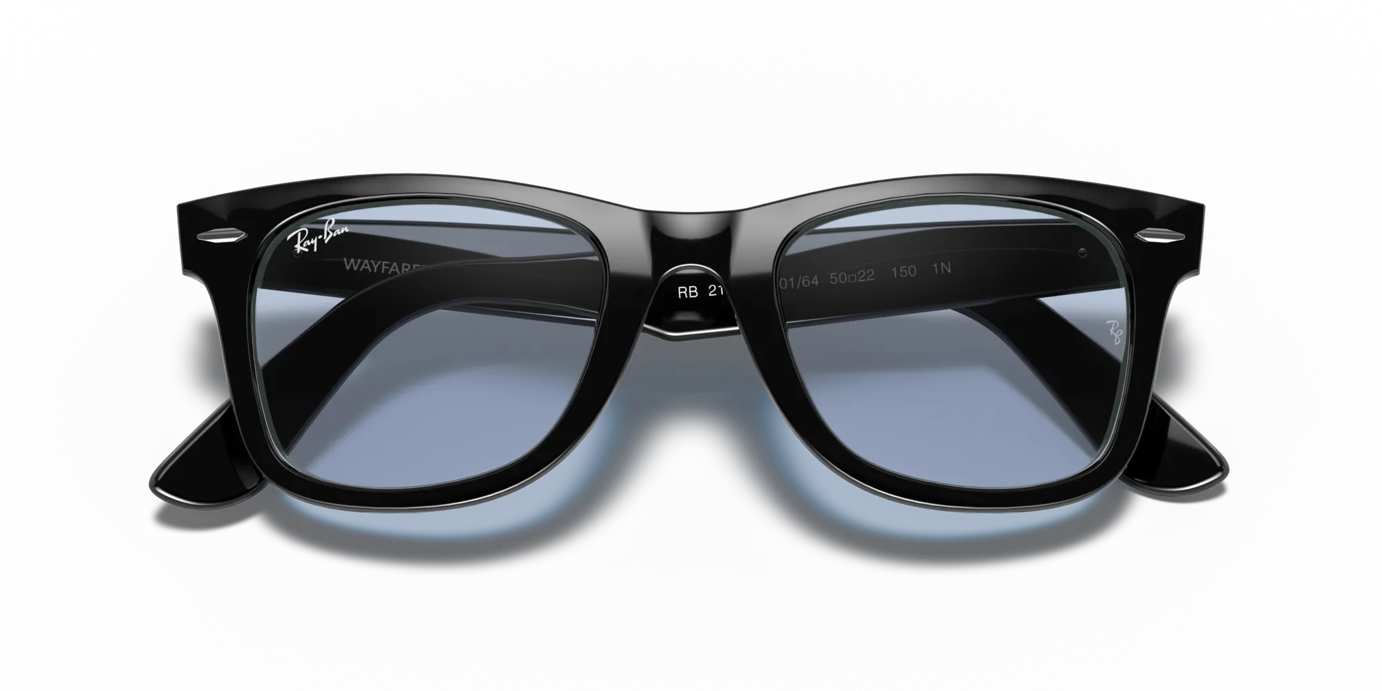 Ray - Ban RB2140F WAYFARER 901/64 Occhiali da sole Acetato Nero Blu Squadrata Normale - immagine 2