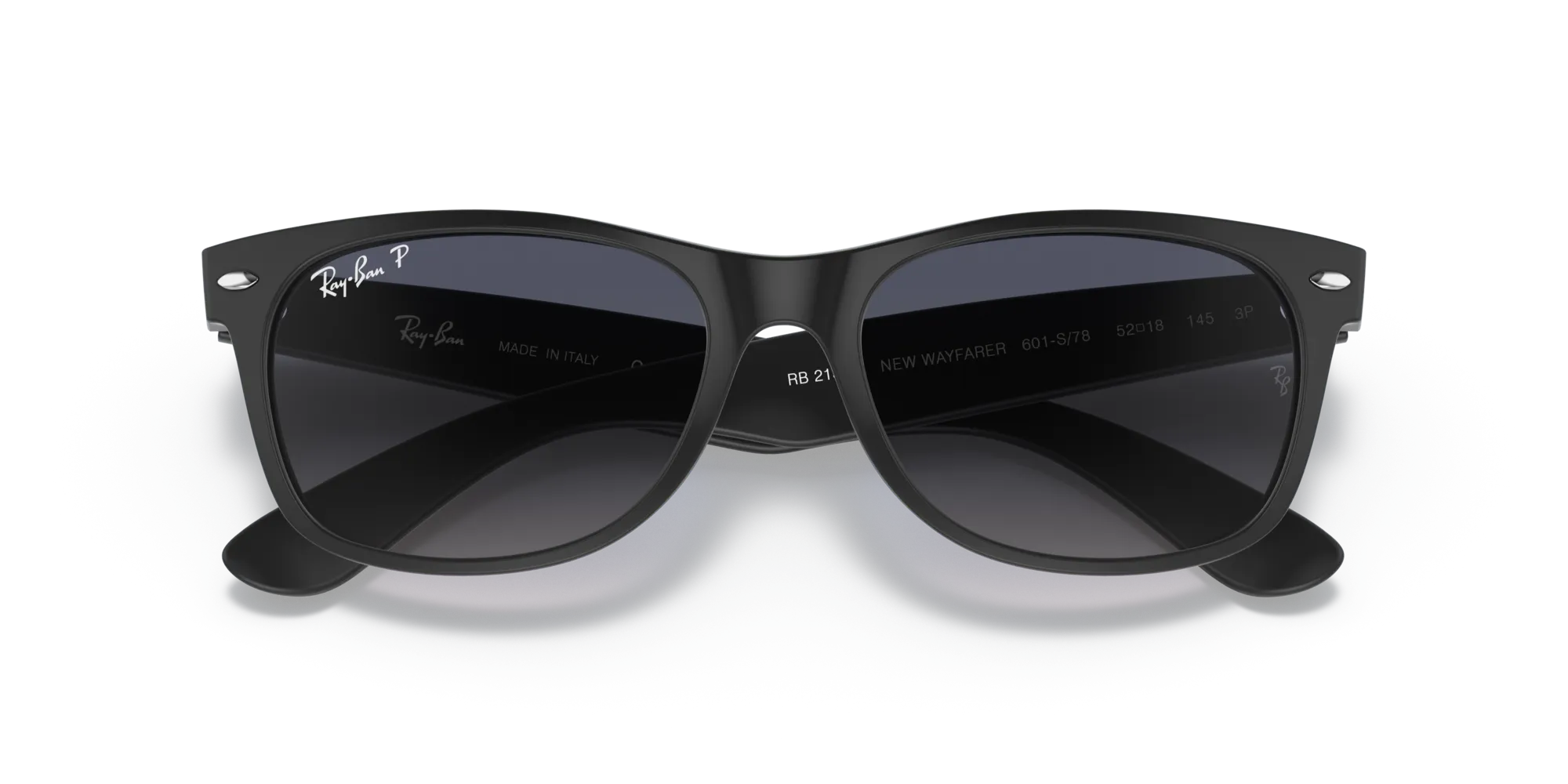 Ray - Ban RB2132F NEW WAYFARER LOW BRIDGE FIT 601S78 Occhiali da sole Nylon Nero Blu Squadrata Polarizzata Sfumato - immagine 2