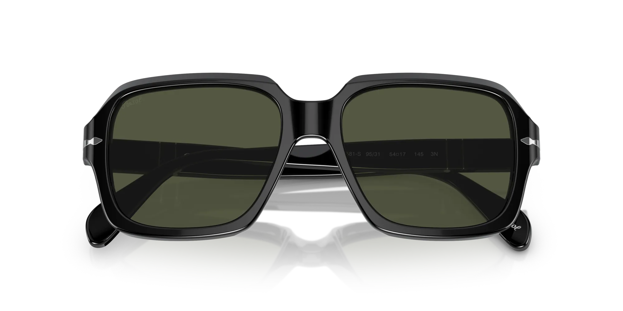 Persol PO0581S 95/31 Occhiali da sole Acetato Nero Verde Squadrata Normale - immagine 2