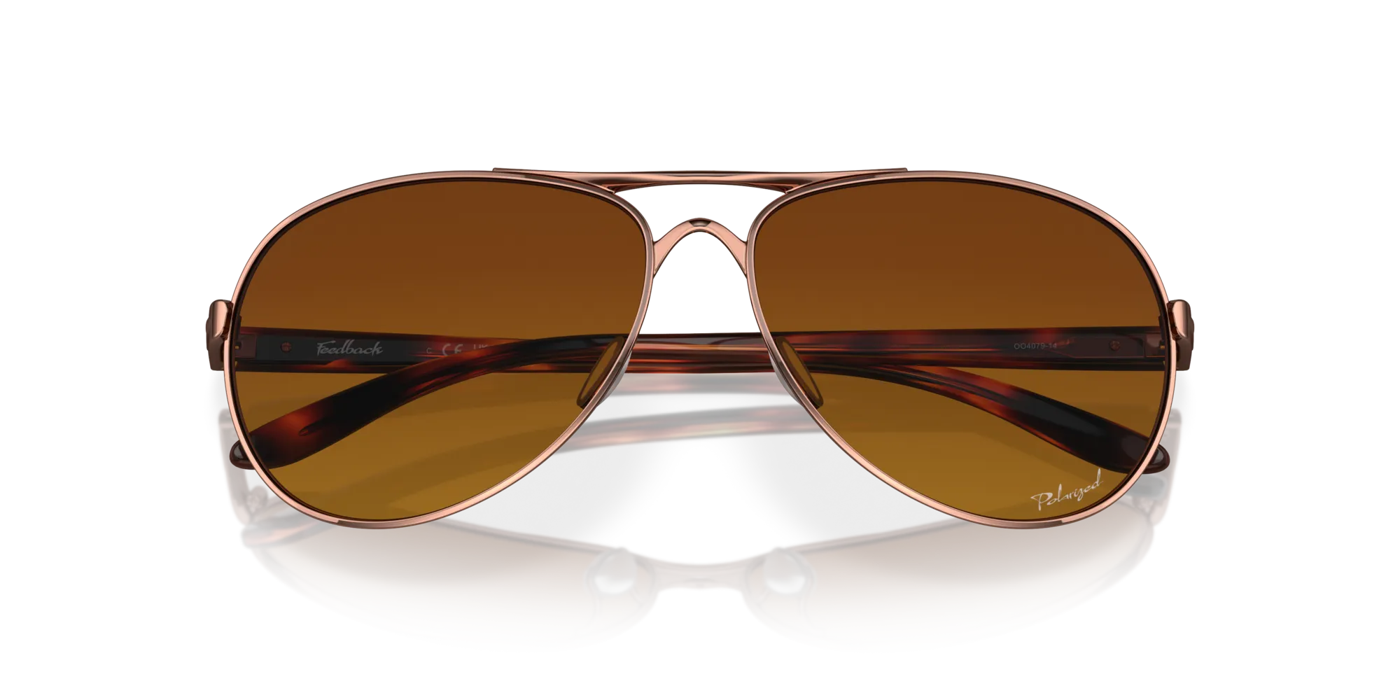 Oakley OO4079 FEEDBACK 407914 Occhiali da sole Metallo Oro Marrone Rotonda Polarizzata Sfumata - immagine 2