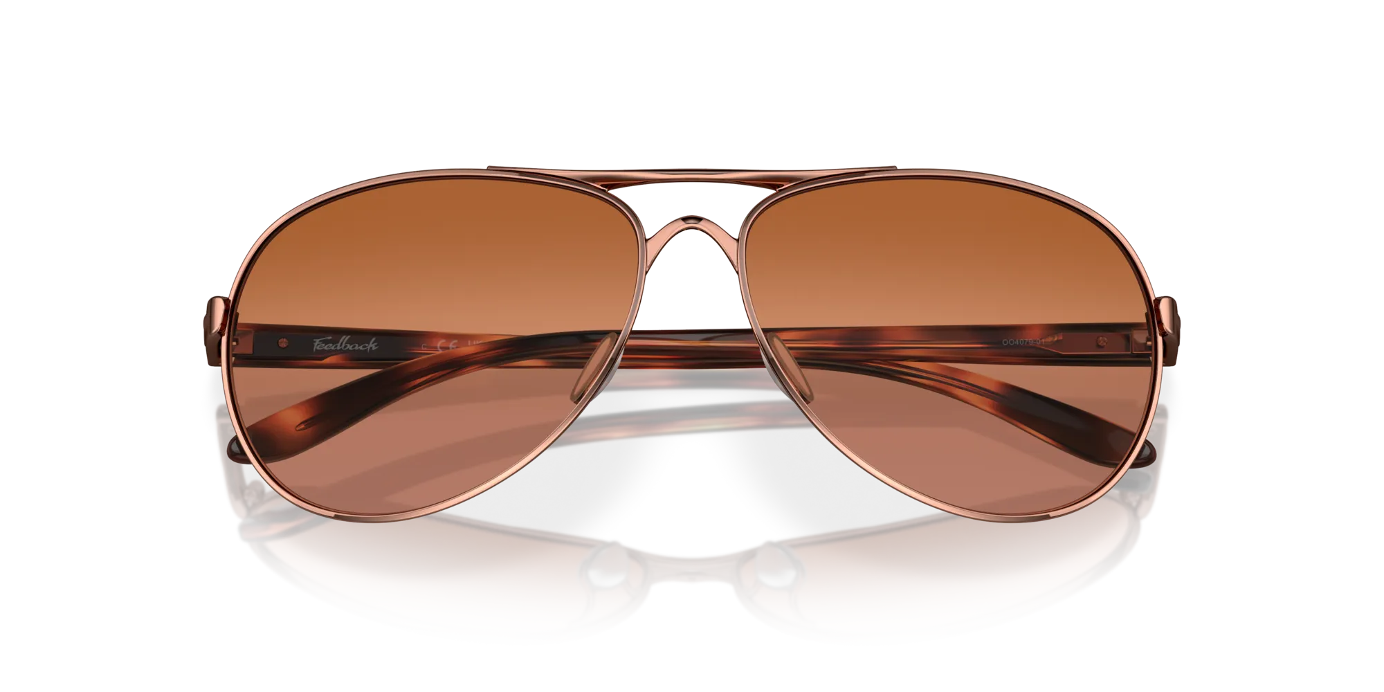 Oakley OO4079 FEEDBACK 407901 Occhiali da sole Metallo Oro Marrone Rotonda Normale Sfumata - immagine 2