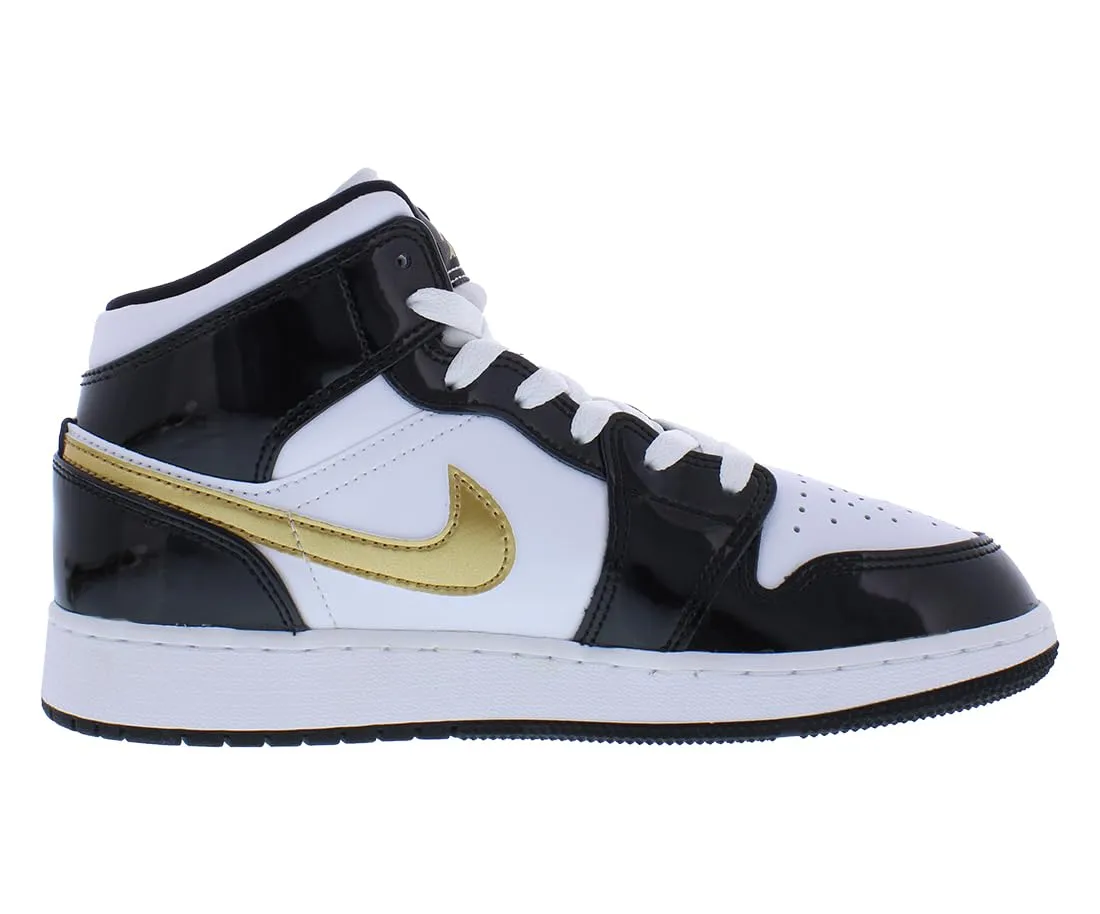Jordan 1 Mid Se GS - Scarpe da Fitness Uomo, Multicolore (Black/Metallic Gold/White 000), 38.5 EU - immagine 2