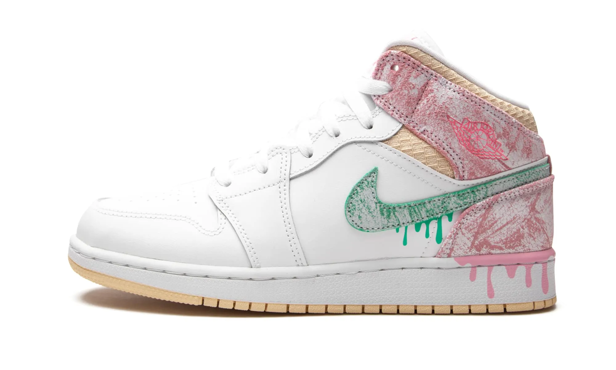 Nike Scarpe Air Jordan 1 Mid Se GS Electro Arancione, Team Red/Tan-Navy-Multicolore, 5 Big Kid - immagine 1