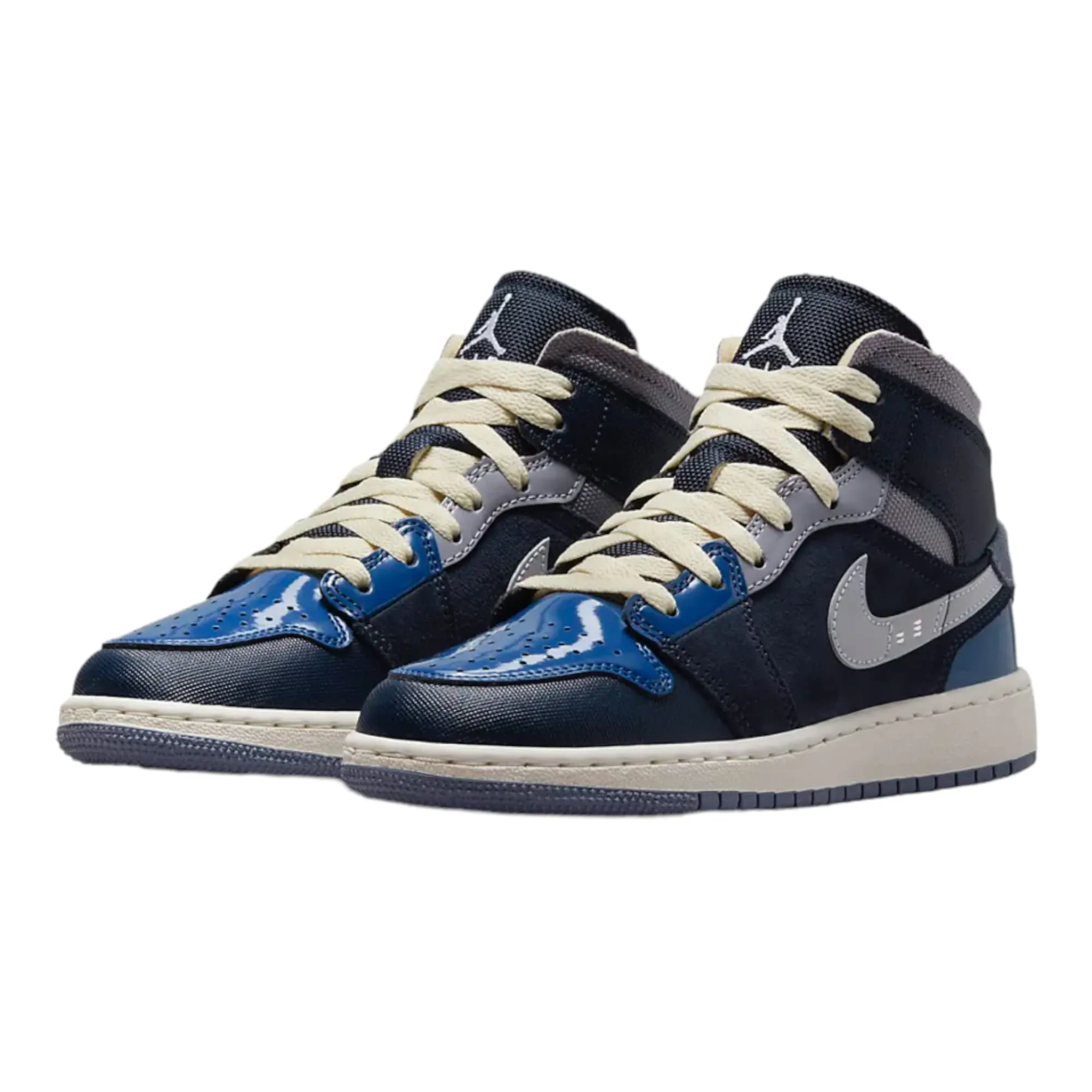 Nike Sneaker Air Jordan 1 Mid da bambino, Ossidiana/Bianco-Francese Blu, 6 Big Kid - immagine 3