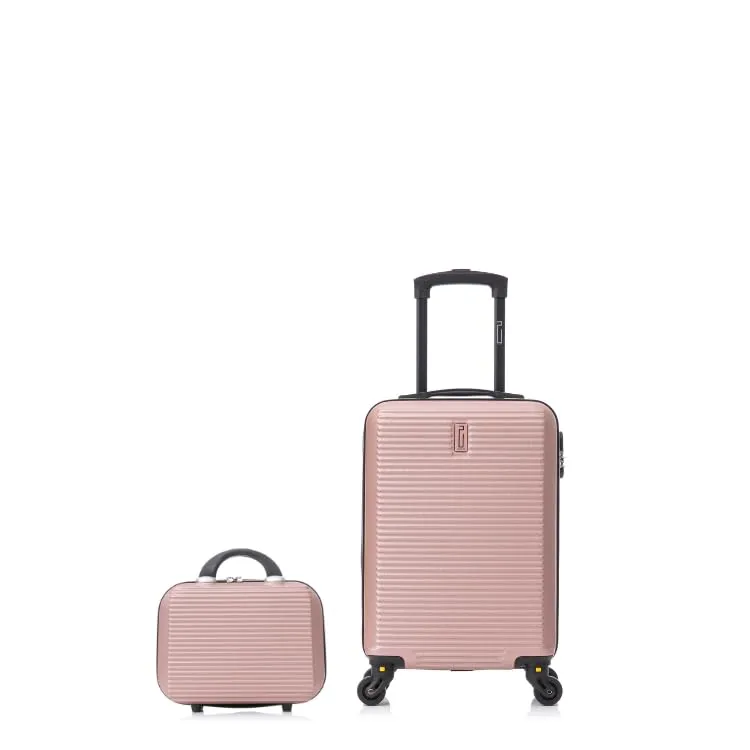 CELIMS - Set Valigie | Valigia Picolla + Beauty Case da Viaggio | Valigia 10 kg | Trolley Piccolo | Approvato EasyJet, Ideale per Bambini e Adulti - Oro Rosa - immagine 2