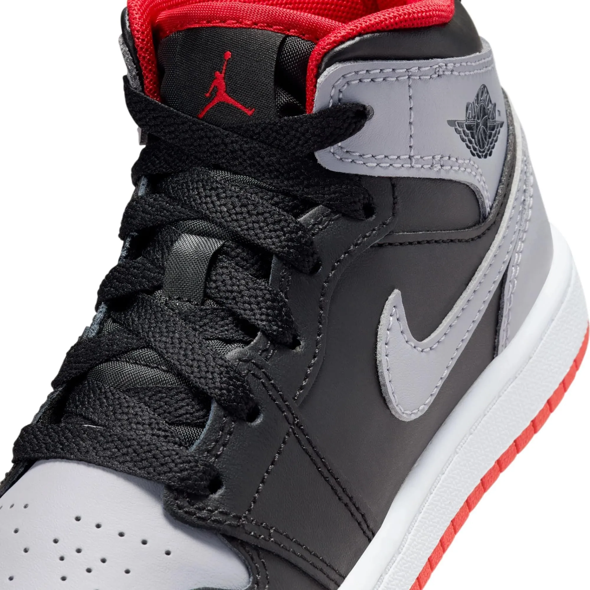 Jordan DQ8424 042 - Scarpa per bambini 1 Mid Black/Royal Blue-Black-White, Nero/Cemento Grigio-Rosso Fuoco, 11 Little Kid - immagine 2