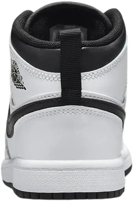 Nike Sneaker Air Jordan 1 Mid da bambino, Bianco/Nero-bianco-nero, 1 Big Kid - immagine 4