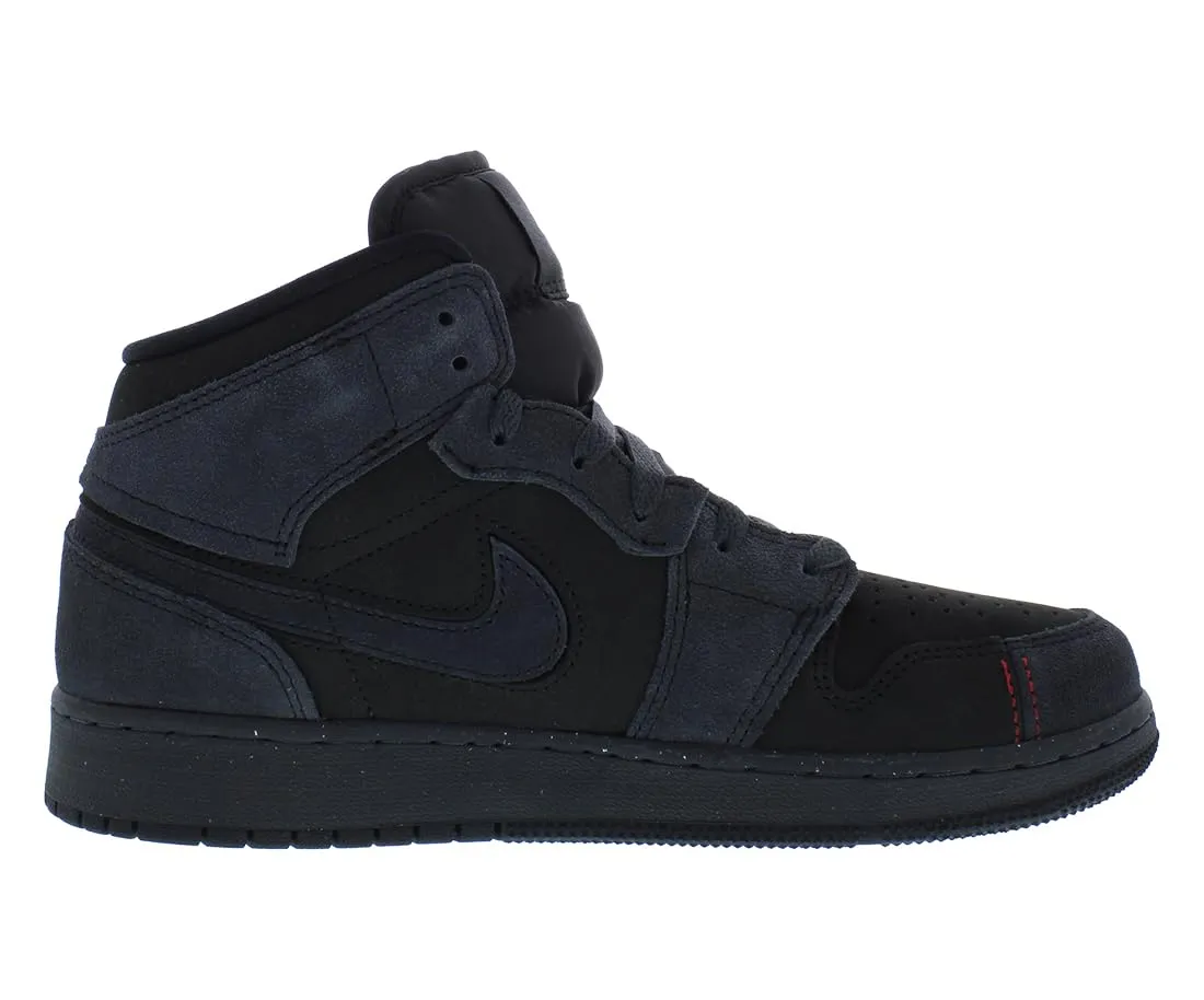 Nike Sneaker Air Jordan 1 Mid SE Craft da bambino, Grigio fumo scuro/nero-nero/nero notte, 6 Big Kid - immagine 2